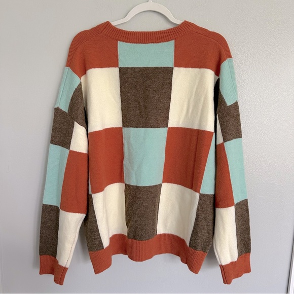 Ott Oversized Multi-colored Checkered Sweater NWT size XL - Picture 5 of 7
